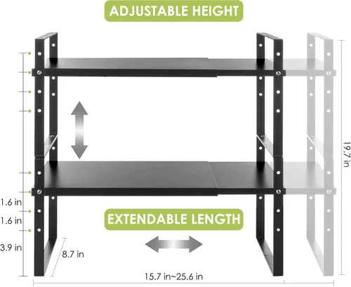Vista 5 de Estante Organizador Expandible de Gabinete Across-Star, Estantes Organizadores Apilables para Encimera de Cocina, Almacenamiento de Altura Ajustable