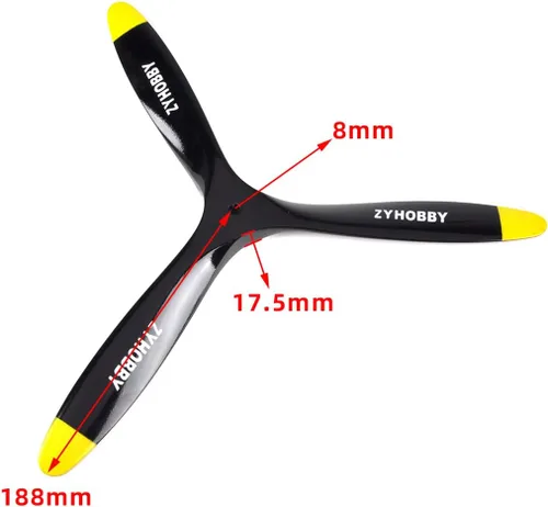 Vista 2 de Hélice de avión RC de 3 cuchillas de 15 × 8 avión de madera de haya 3 cuchillas para motor de gasolina