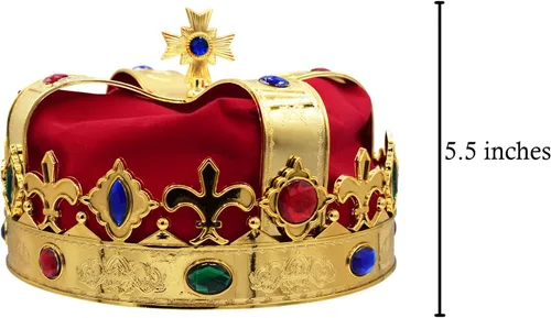Vista 2 de Sombrero de oro para adultos, corona de rey real, reina, accesorio para disfraz de Wiseman de Halloween