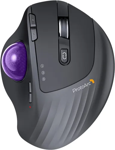 Vista 9 de ProtoArc EM01 NL - Ratón de Trackball inalámbrico, ergonómico Bluetooth Rollerball Pulgar, recargable, para computadora portátil, ángulo ajustable