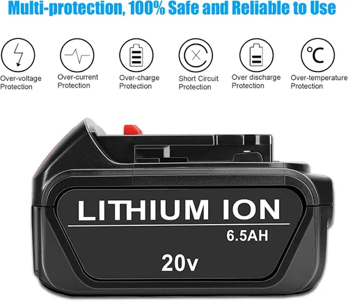 Vista 5 de Batería de repuesto para batería DeWalt 20V Max (2 unidades) 6.5Ah high capacity, Compatible with DeWalt DCB200 DCB204 DCB206 DCB201 DCB203 and