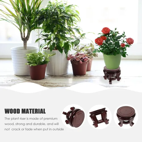 Vista 9 de BESTOYARD Base de maceta de madera asiática Soporte de jarrón de madera Soporte para plantas de madera Maceta de madera Plantas suculentas