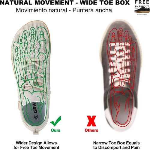 Vista 3 de Geweo Zapatos minimalistas unisex Suela sin caída Puntera ancha Comodidad más flexible Movimiento natural en forma de pie Zapatos deportivos