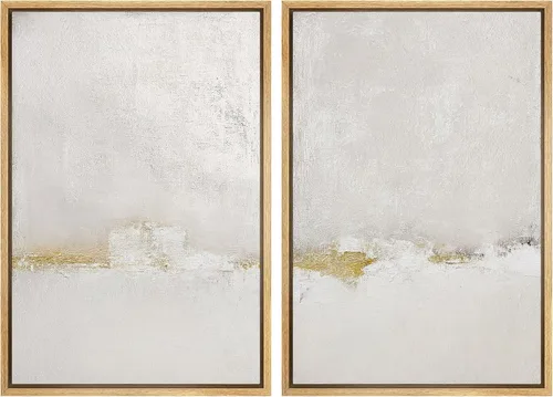 Vista 11 de SIGNWIN Lienzo enmarcado para pared, ilustraciones abstractas texturizadas en tonos beige terrosos, arte moderno, decorativo, contemporáneo