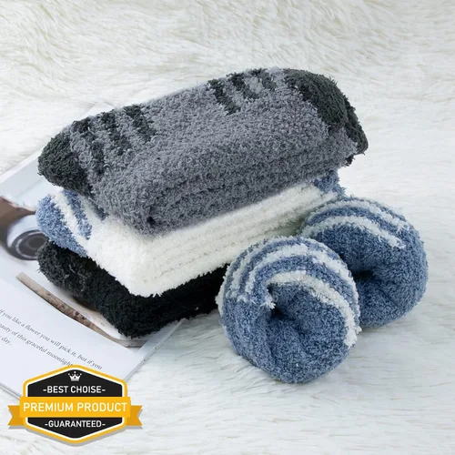 Vista 4 de Zando Calcetines mullidos para hombre, cómodos calcetines mullidos para invierno, cálidos, suaves, cómodos, de forro polar, calcetines para botas