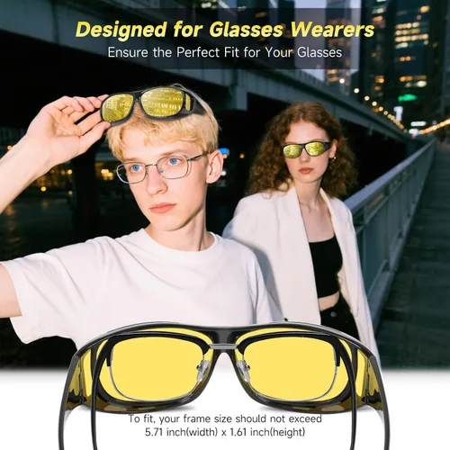 Vista 6 de Lentes polarizados de conducción nocturna para hombres y mujeres, lentes amarillas antirreflejos, UV400, niebla de lluvia y atardecer