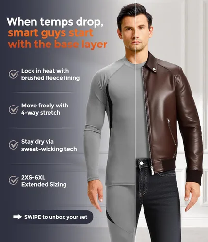 Vista 142 de Conjunto de ropa interior térmica para hombre, ropa interior larga 1#verde militar