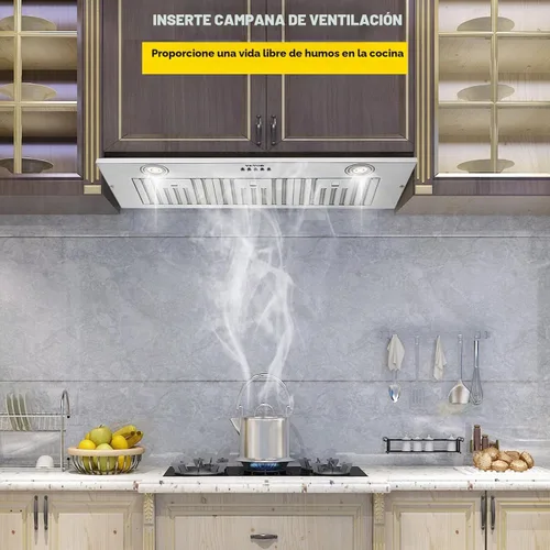 Vista 2 de VEVOR Campana de Ventilación Integrada, 800CFM 3-Velocidades, Campana de Cocina de Acero Inoxidable de 36 Pulgadas con Control de Botón de Impulso