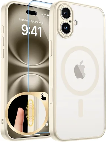 Vista 390 de zapica Funda magnética para iPhone Air, con protector de pantalla de vidrio templado, compatible con MagSafe, translúcida mate, a prueba de golpes