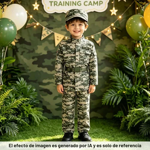 Vista 5 de yolsun Disfraz de camuflaje del ejército de combate para niños, uniforme militar de camuflaje para niños, disfraz de fiesta de juegos de rol