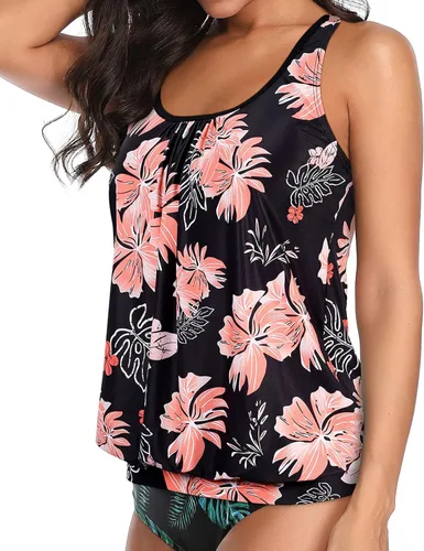 Vista 5 de Yonique Blusa tipo tankini para mujer sin parte inferior ajuste holgado camiseta sin mangas