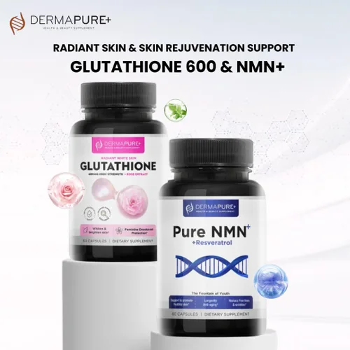 Vista 7 de Dermapure - Píldoras blanqueadoras de glutatión 2 en 1, 600 mg con extracto de aceite de rosa, suplemento para aclarar la piel y desodorante