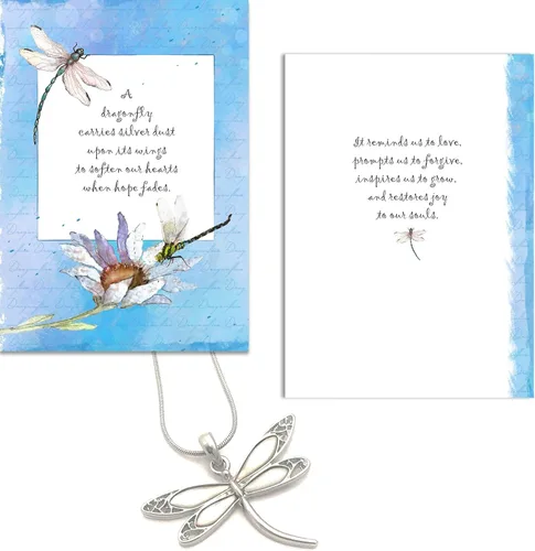 Vista 4 de Smiling Wisdom - Set de regalo de libélula de concha de abulón blanco - Tarjeta de felicitación de libélulas de esperanza y alegría - Mujer