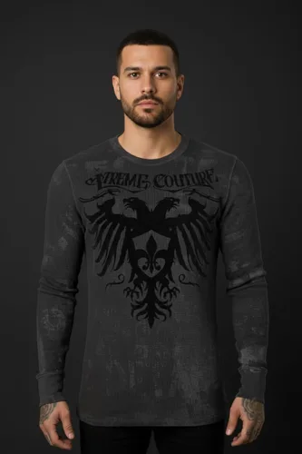 Vista 2 de Xtreme Couture by Affliction - Camisa térmica de manga larga para hombre Negro (Lluvia)