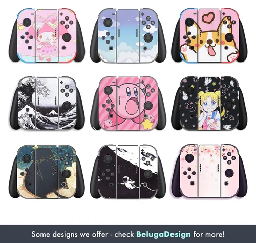 Vista 7 de BelugaDesign Skulls Switch Skin - Calcomanía de vinilo gótico Nightmare Halloween Horror Compatible con Nintendo Switch OLED