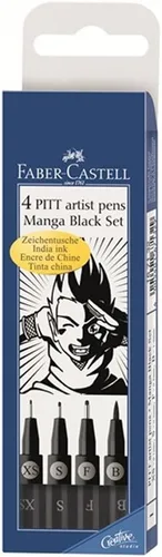 Vista 8 de Faber-Castell F167116 Pitt Artist Pen Cartera de 6 con puntas surtidas, color negro