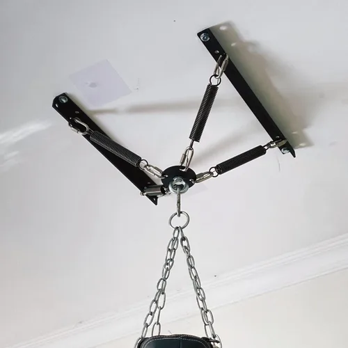 Vista 7 de Soporte para bolsa pesada con diseño de amortiguación de ruido y vibración para montaje en el techo o en vigas de piso abierto para sacos de boxeo