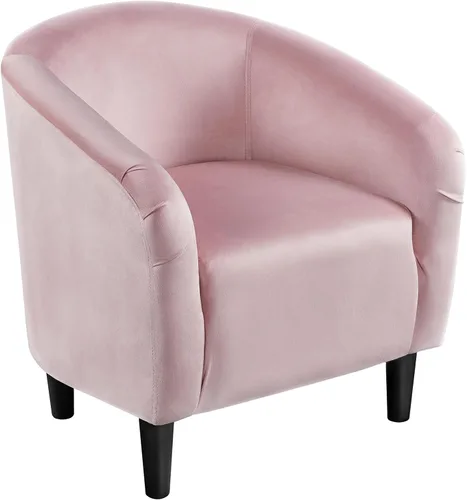 Vista 10 de Yaheetech Silla Accent tipo barril, silla de club de tela de pana, elegante sillón de sherpa peludo con acolchado suave y acogedor, adecuado