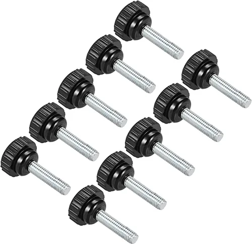 Vista 13 de Perillas de sujeción moleteadas, rosca macho M4 x 0.630 in, cabeza de 0.630 in, pomos de plástico termoestable para tornillo de pulgar negro