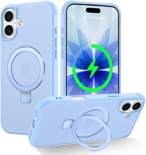 Vista 19 de CHAOFEnG Funda magnética compatible con iPhone 11 con soporte, prueba de caídas de grado militar, compatible con imán, anillo translúcido, parte