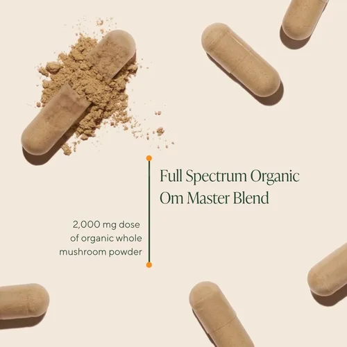 Vista 4 de Om Master Blend Cápsulas de hongos – Suplemento orgánico de hongos con 10 hongos y ashwagandha – Apoya la inmunidad, la salud intestinal y el alivio