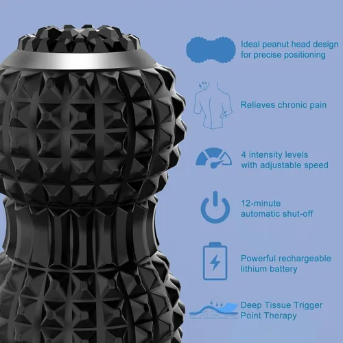 Vista 4 de Uppye Pelota de masaje vibratoria para aliviar el dolor, pelota de movilidad para terapia física y recuperación de entrenamiento, herramientas