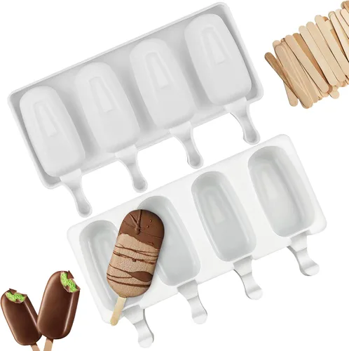 Vista 11 de Molde de silicona reutilizable de grado alimenticio para helados congelados, dulces, postres, moldes para tartas de helado, moldes de chocolate 3D 1