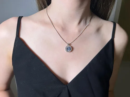 Vista 3 de Txibikn Juego de 4 piezas de joyería de plata con colgante de circón brillante para mujer, boda, fiesta de cumpleaños, graduación, regalos, Acero