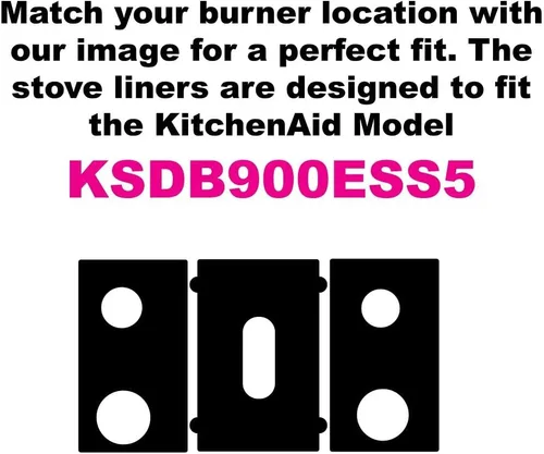 Vista 2 de Protectores de estufa Premium Plus para cocina KitchenAid modelo KSDB900ESS5, corte personalizado, revestimiento de estufa fácil de limpiar