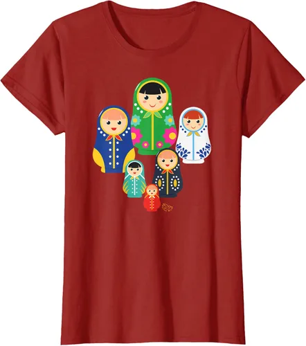 Vista 57 de Matryoshka Russian Nesting Dolls, Rusia - Camiseta de regalo, Azul / Patchwork, S