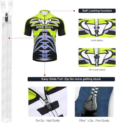 Vista 2 de Conjunto de camiseta de ciclismo para hombre, camiseta reflectante de secado rápido y pantalones cortos de ciclismo acolchados 3D, M