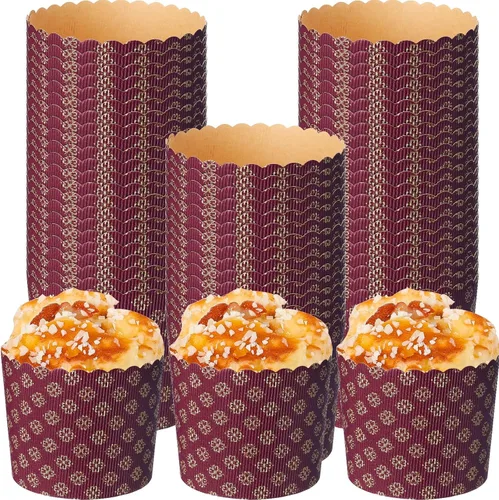Vista 10 de FoldTier 24 moldes para pan de Pascua, moldes de papel corrugado para hornear, forma de papel redondo para pasteles, panettone, cocina, muffins