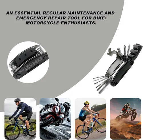 Vista 3 de Kit de herramientas para reparación de bicicleta Wevdn, herramienta multifunción de 16 en 1 con llave hexagonal y destornillador, herramienta