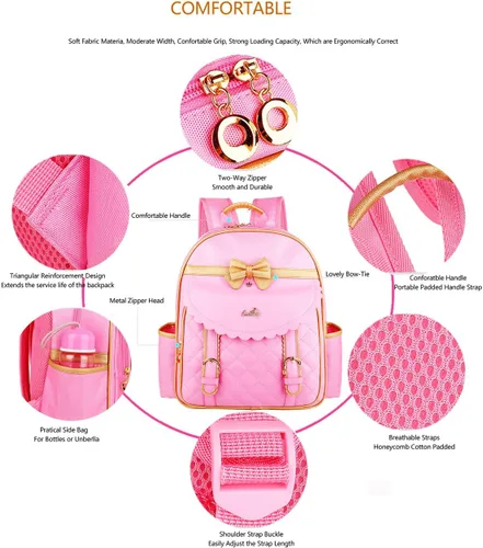 Vista 6 de Mochila impermeable de PU para niños de la escuela primaria