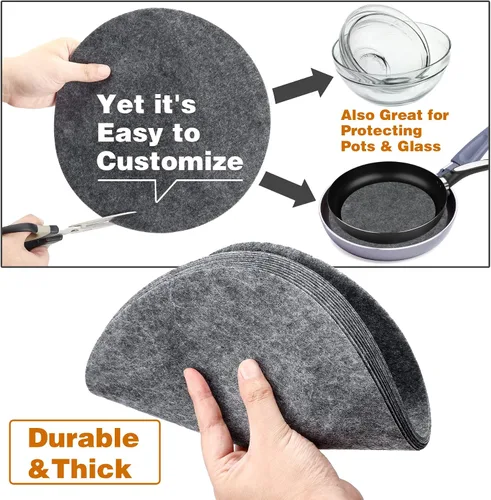 Vista 5 de Imncya Separadores de platos, juego de 60 y 3 tamaños diferentes, separadores de placas de fieltro suave grueso y premium para China, plato, Gris