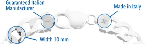 Vista 2 de Quadri - Pulsera de eslabones cubanos extra brillante de 0394in en plata de ley 925 corte de diamante italiano - 75 a 9 pulgadas - Calidad prémium