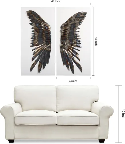 Vista 7 de Empire Art Direct The Wings Primo - Escultura de pared de hierro mixto sobre lienzo, 24 pulgadas x 48 pulgadas x 2, color metálico