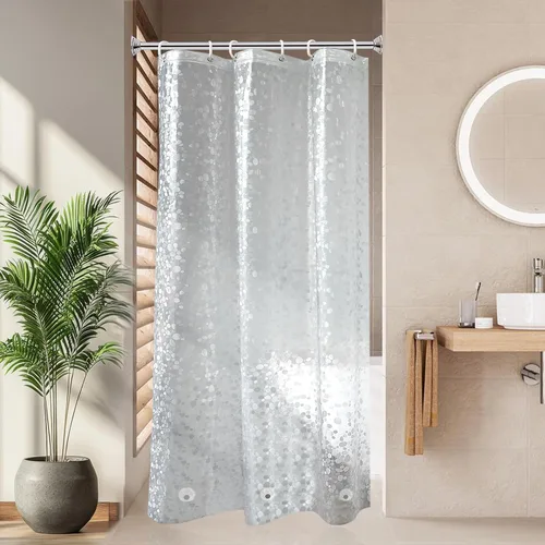 Vista 11 de AooHome Eva - Forro de ducha pequeño de 36 x 72 pulgadas, cortina de baño transparente de calibre 8 con ganchos, imanes inferiores, impermeable