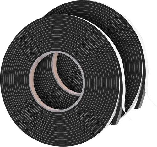Vista 8 de 20 pies de cintas de espuma autoadhesivas Tiras de sello de espuma de 1 pulgada x 1/2 pulgada x 10 pies cada rollo Burletes de alta resistencia