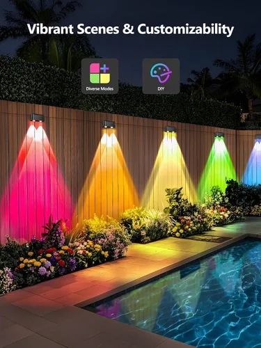 Vista 6 de Brizled RGBCW - Luces de valla inteligentes, luces de cubierta para exteriores con aplicación y control de voz, iluminación de valla que cambia
