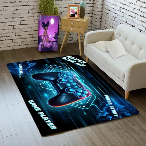 Vista 13 de Alfombra de suelo con estampado de videojuegos 3D para niños, alfombra pequeña roja para dormitorio, tapete de piso para habitación de niños