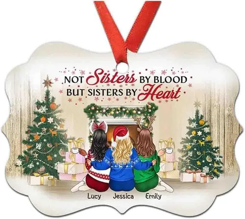 Vista 22 de Adorno personalizado con texto en inglés «Best Friend are Hard to Find Because The Very Best is Already Mine», adorno de Navidad personalizado 2023