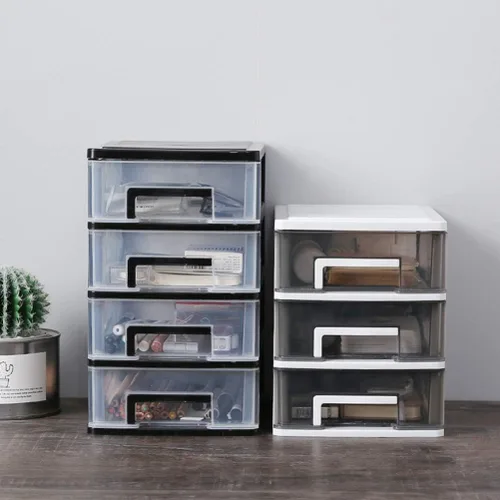 Vista 7 de Gatuida Organizador de cajones transparentes para maquillaje y cosméticos, mini caja de almacenamiento de plástico para escritorio, color negro