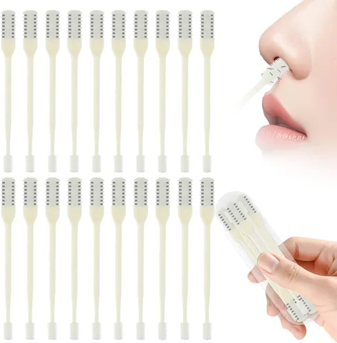 Vista 11 de Cortador de pelo nasal 2 en 1, recortador manual de doble cara con cepillo, cuchillo de nariz giratorio de 360° para hombres y mujeres, herramienta