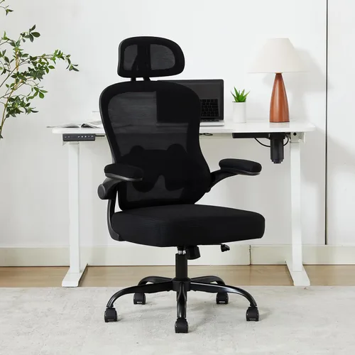 Vista 7 de Ergonomic Office Chair,Ultra Thick Office Desk Chair with Adjustable Lumbar Support and Headrest,Spring Cushion,Rocking Function,Flip-up arms,Mesh