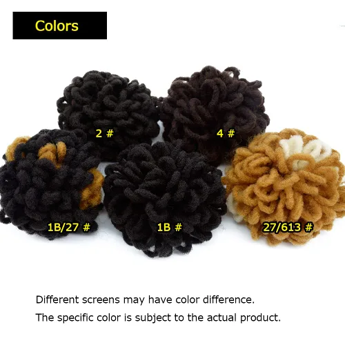 Vista 8 de Moños de Cola de Caballo con Cordón Negro Marrón Loc para Mujeres Negras Moño Rizado de Pétalo Loc Cola de Caballo de Rastas Trenzas Faux Locs Moño