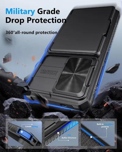 Vista 5 de ATATOO Funda tipo cartera para Samsung Galaxy S25, tarjetero integrado (3-5 tarjetas) [bloqueo RFID] y cubierta de cámara deslizante, protección