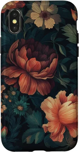 Vista 5 de Vintage Dark Flower Pattern Moody Floral Case for iPhone 17