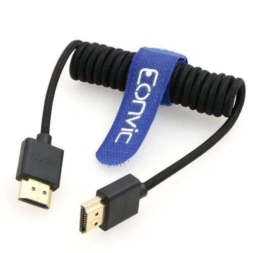 Vista 12 de 8K HDMI a abajo HDMI de alta velocidad negro en espiral trenzado cable para Sony A7S3 FX3 FX9 Canon C70 Z CAM E2 cámara Atomos Ninja V Shinobi Cable