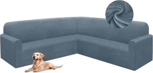 Vista 16 de HDCAXKJ Fundas de sofá seccional de esquina de terciopelo elástico en forma de L, juego de fundas deslizantes suaves y gruesas en forma de U